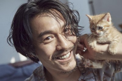 ​王东慵懒风写真发布 酷与萌的距离只差一只猫