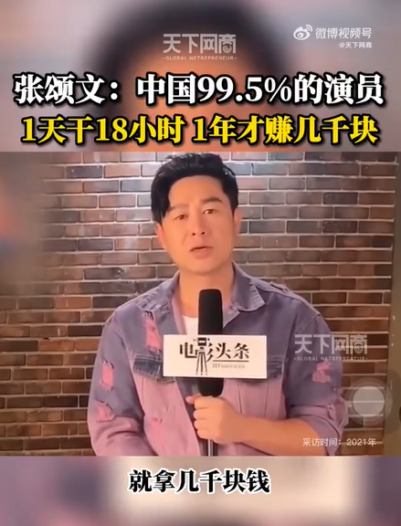 你愿意相信吗?张颂文称中国99.5%的演员收入极低
