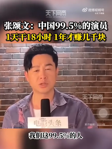 你愿意相信吗?张颂文称中国99.5%的演员收入极低