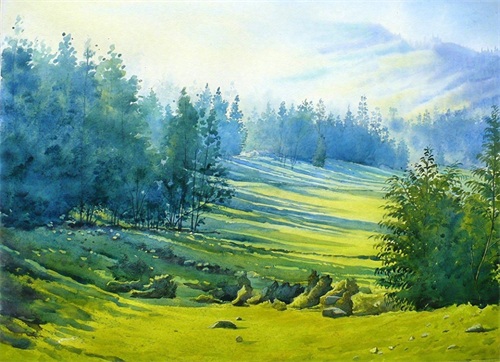 清新通透的画面,引人入深的美景,一组超好看的水彩风景绘画作品