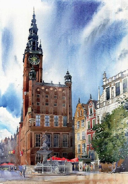 清新通透的画面,引人入深的美景,一组超好看的水彩风景绘画作品