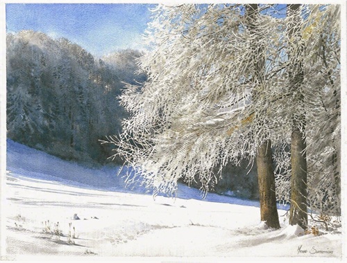 清新通透的画面,引人入深的美景,一组超好看的水彩风景绘画作品