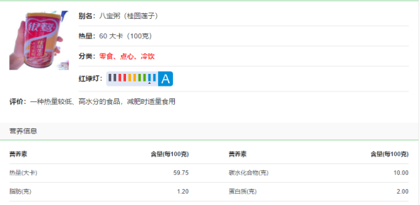 八宝粥的热量是多少大卡,八宝粥康师傅牌的热量是多少图1