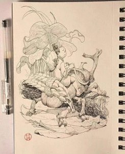 ​一组黑白手绘插画作品