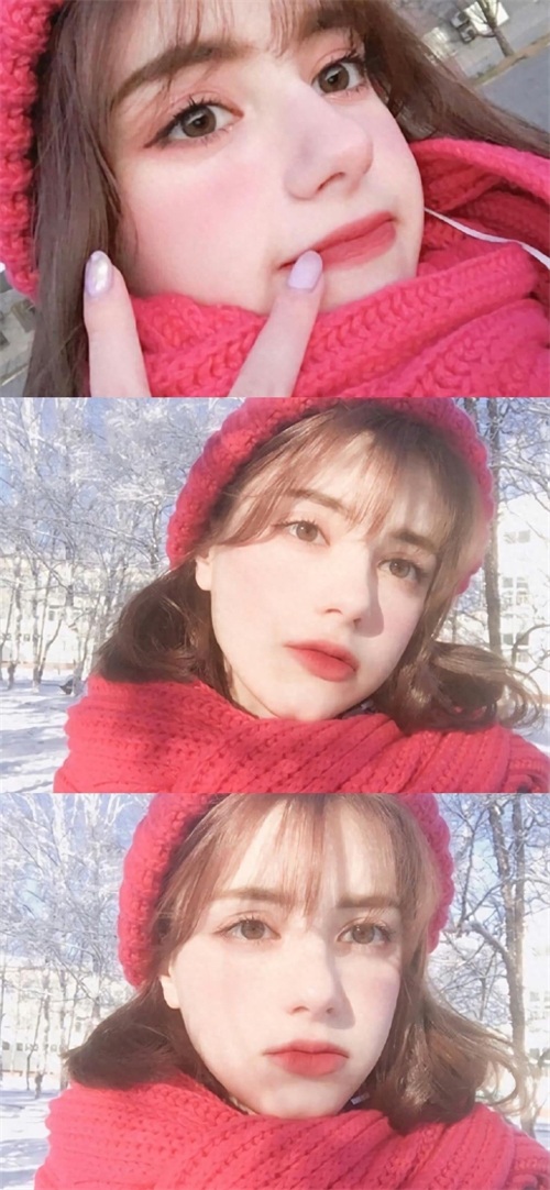 每日无水印壁纸第310:三格拼接欧美美女高清写真手机壁纸