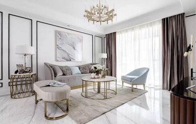 ​现代家居／优雅大气的米杏色作为主调，它的颜色十分柔和