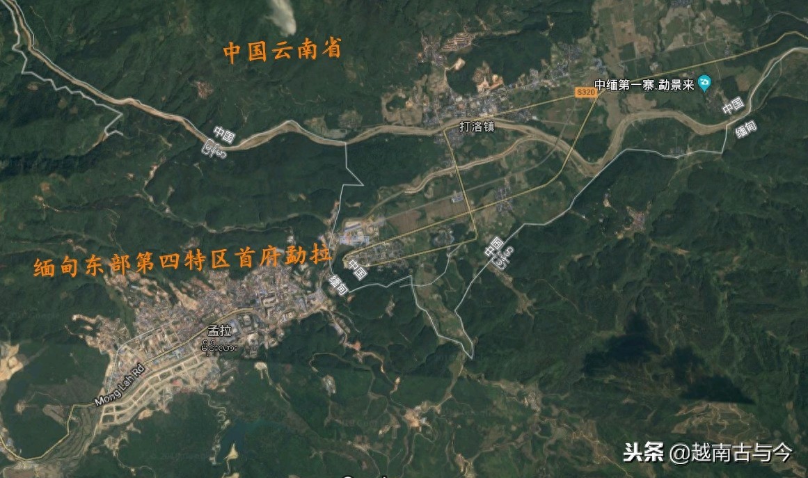 缅甸果敢、佤邦、勐拉地形卫星图，首府均距离中国非常近