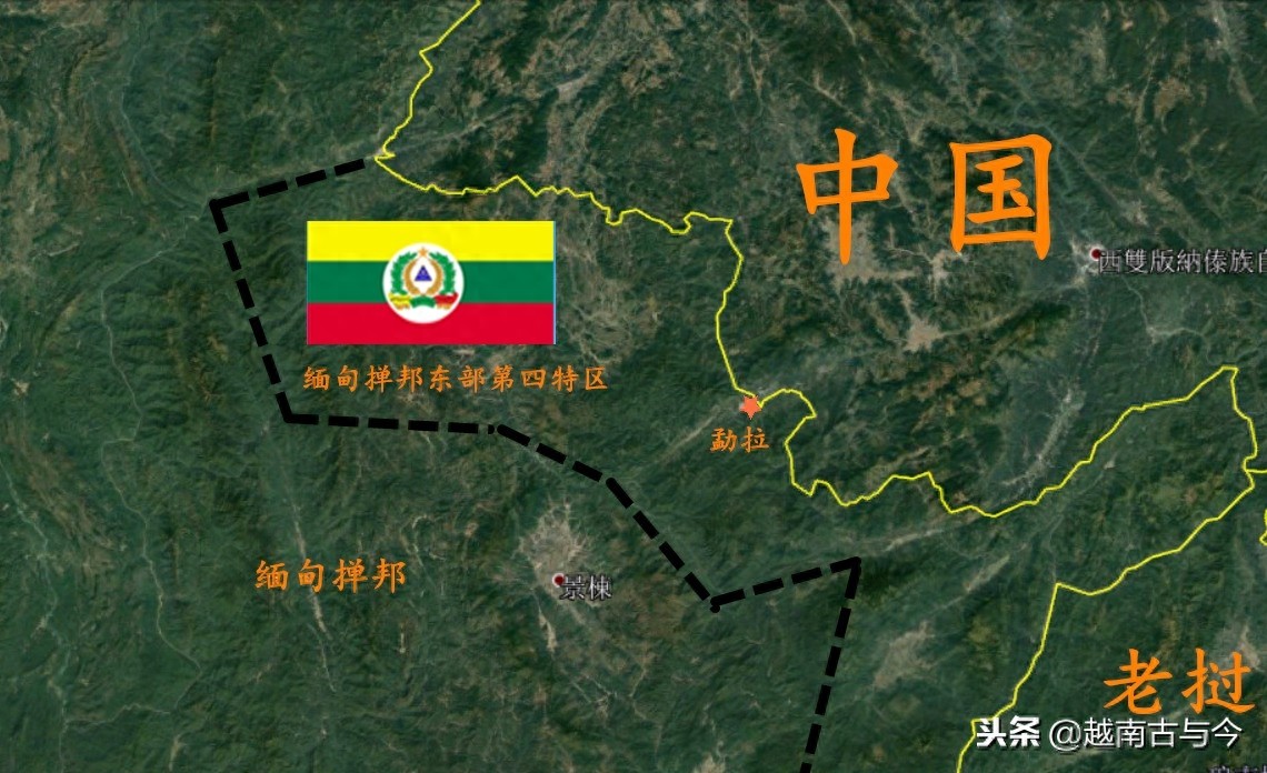 缅甸果敢、佤邦、勐拉地形卫星图，首府均距离中国非常近