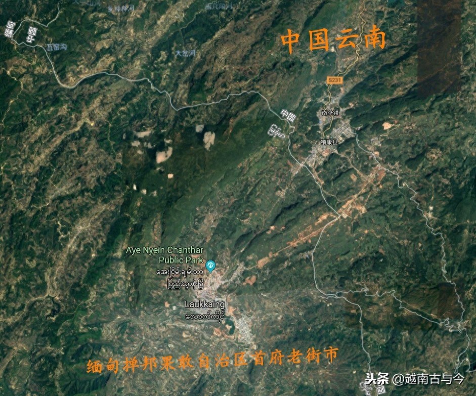 缅甸果敢、佤邦、勐拉地形卫星图，首府均距离中国非常近